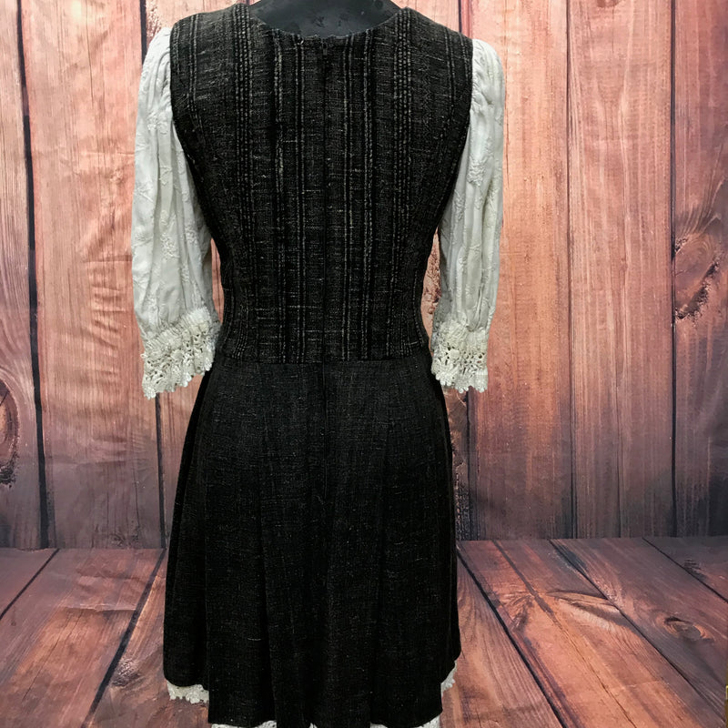 Kurzes Landhaus Kleid Trachtenkleid schwarz/beige Gr.38