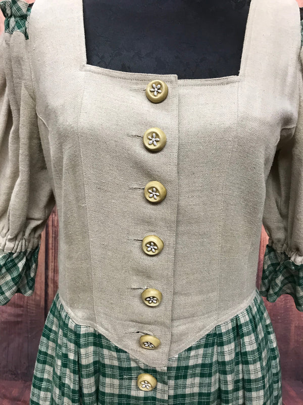 Trachtenkleid im Landhausstil – Größe 38 | Beige & Grün kariert | C&A