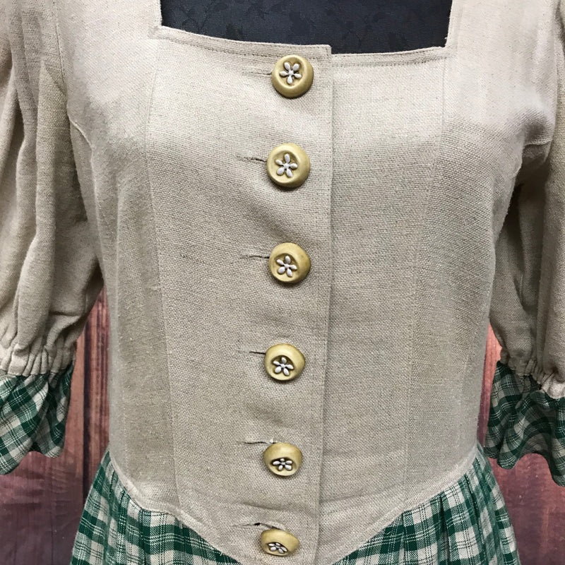 Trachtenkleid im Landhausstil – Größe 38 | Beige & Grün kariert | C&A