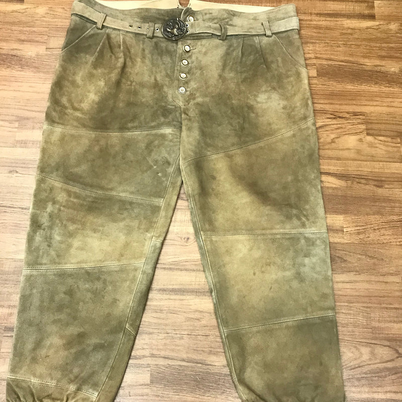 Trachtenlederhose Herren Größe 64 braun aus Echtleder mit Gürtel – Trachten Durner Memmingen Vintage
