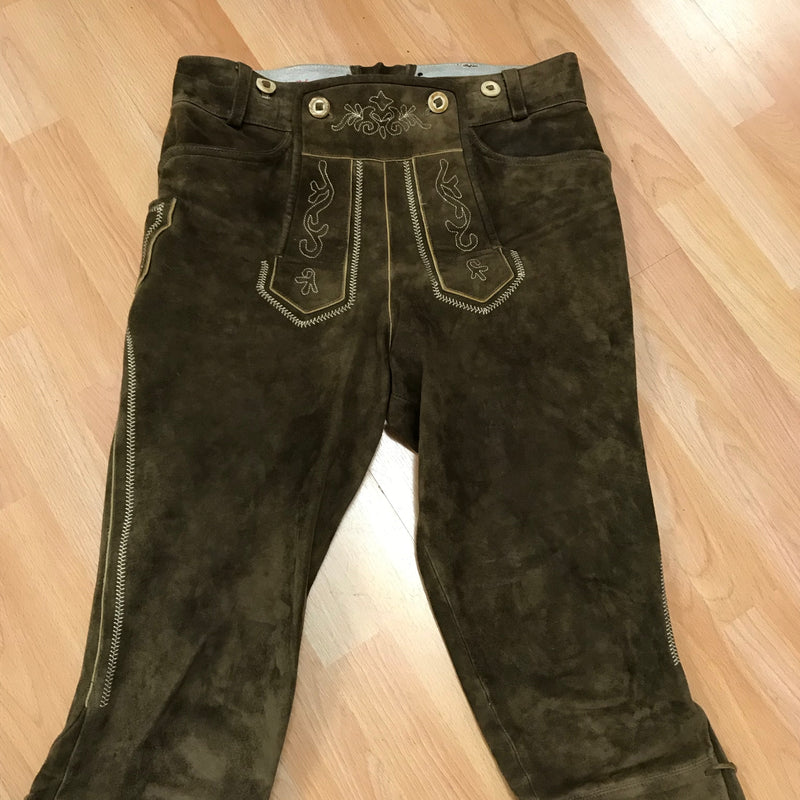 braune bestickte kniebundlederhose