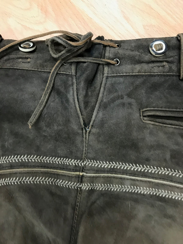 Kniebundlederhose von Lekra – Dunkelbraun | Bundweite 48 cm | Made in Germany