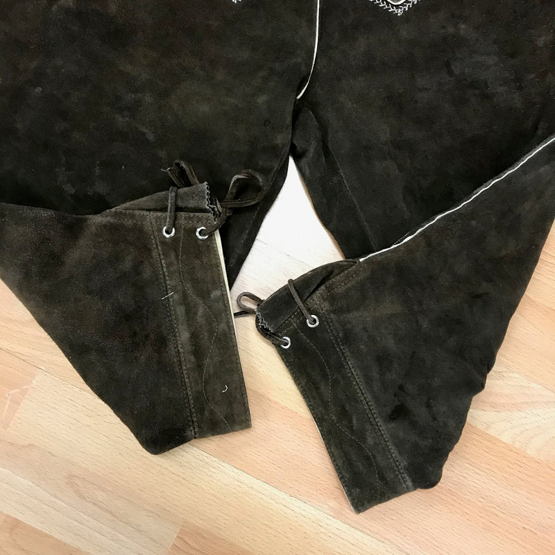 Kniebund Trachten Lederhose Kniebundlederhose von Edelnice – Herren | Dunkelbraun | Bestickt | Bundweite 56 cm | Vintageund 112 cm Gr.56