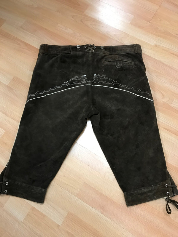Kniebund Trachten Lederhose Kniebundlederhose von Edelnice – Herren | Dunkelbraun | Bestickt | Bundweite 56 cm | Vintageund 112 cm Gr.56