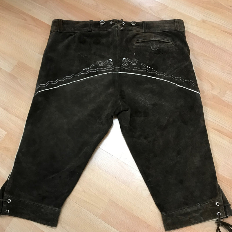 Kniebund Trachten Lederhose Kniebundlederhose von Edelnice – Herren | Dunkelbraun | Bestickt | Bundweite 56 cm | Vintageund 112 cm Gr.56