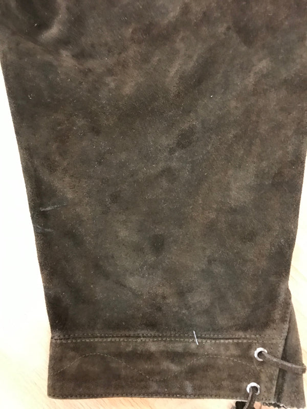 Kniebund Trachten Lederhose Kniebundlederhose von Edelnice – Herren | Dunkelbraun | Bestickt | Bundweite 56 cm | Vintageund 112 cm Gr.56