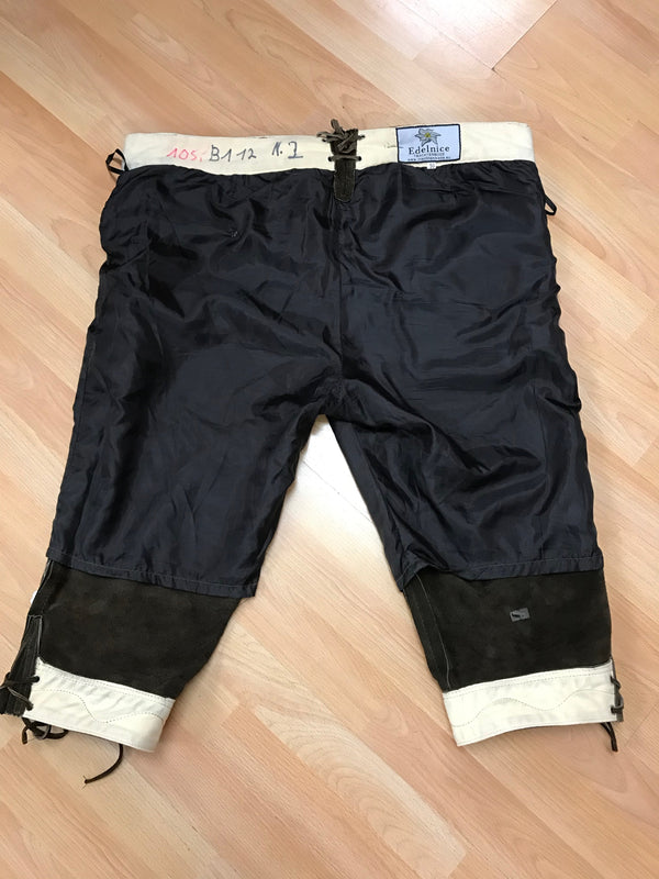 Kniebund Trachten Lederhose Kniebundlederhose von Edelnice – Herren | Dunkelbraun | Bestickt | Bundweite 56 cm | Vintageund 112 cm Gr.56