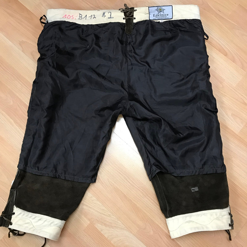 Kniebund Trachten Lederhose Kniebundlederhose von Edelnice – Herren | Dunkelbraun | Bestickt | Bundweite 56 cm | Vintageund 112 cm Gr.56