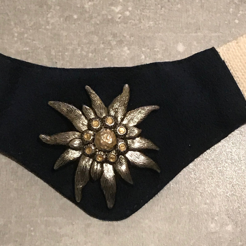 Traditionelles Trachten Kropfband mit Edelweiß-Emblem braun/beige