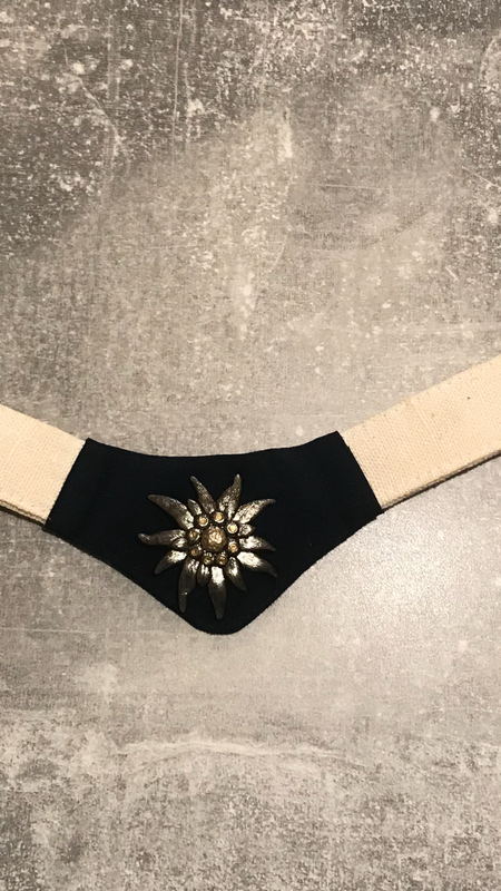 Traditionelles Trachten Kropfband mit Edelweiß-Emblem braun/beige