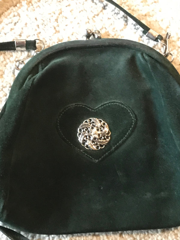 Vintage Trachtentasche dunkelgrün -Wildleder, Ansicht 2
