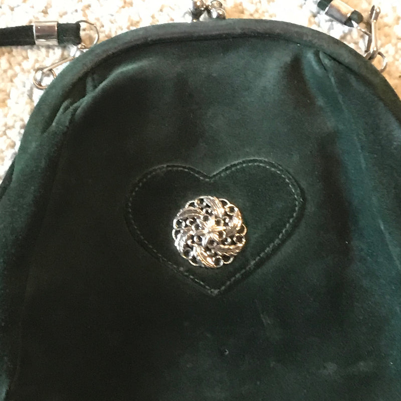 Vintage Trachtentasche dunkelgrün -Wildleder, Ansicht 2