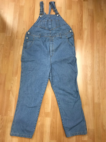 Vorderansicht Vintage Jeans Latzhose Blau Größe 46