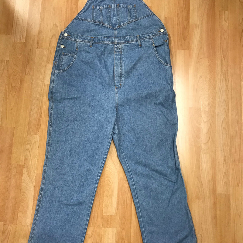 Vorderansicht Vintage Jeans Latzhose Blau Größe 46