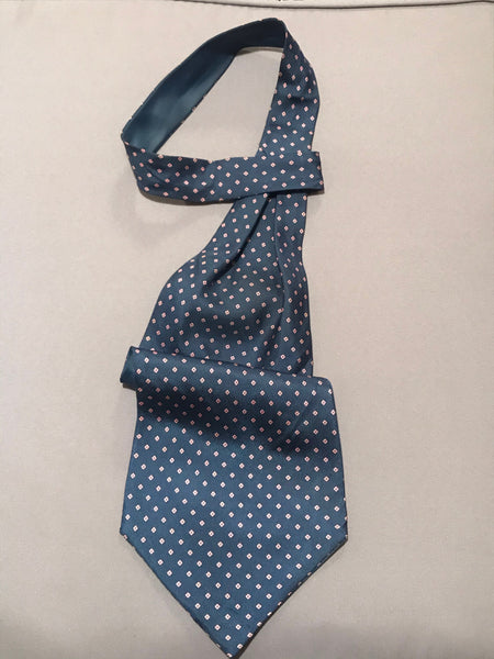 „Vintage Ascot Krawatte Herren in Dunkelblau mit feinem geometrischem Muster“