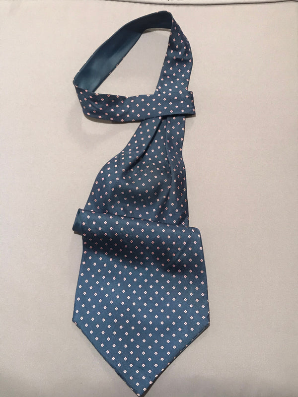 „Vintage Ascot Krawatte Herren in Dunkelblau mit feinem geometrischem Muster“