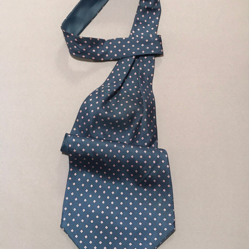 „Vintage Ascot Krawatte Herren in Dunkelblau mit feinem geometrischem Muster“