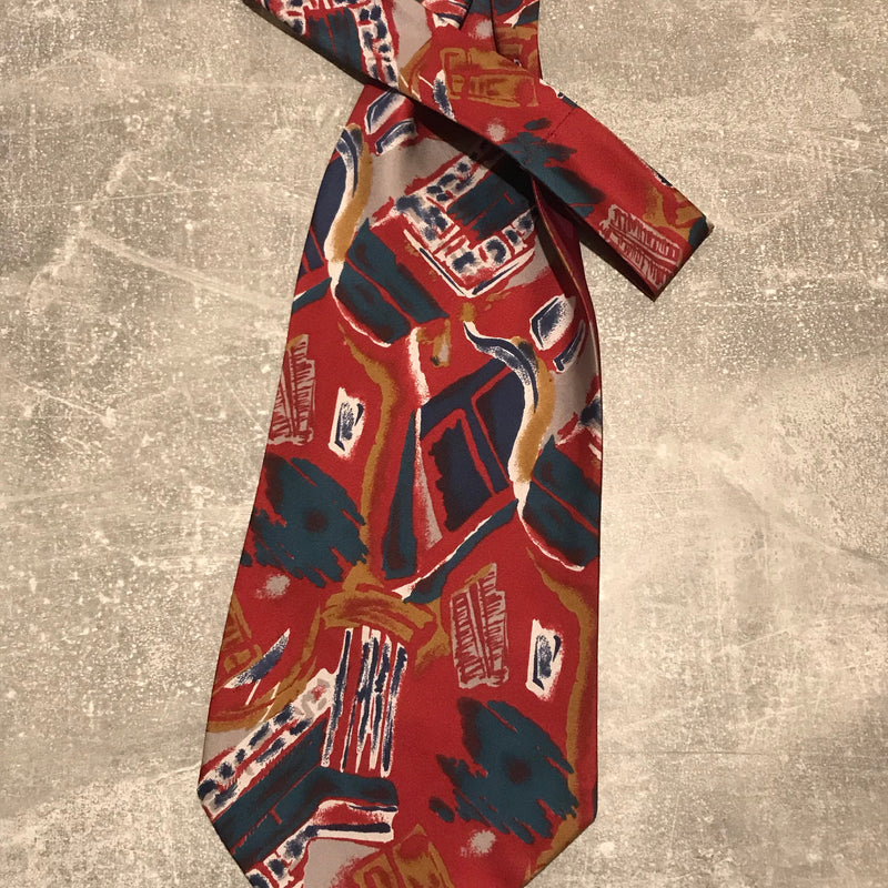 „Vintage Ascot Krawatte aus Seide mit rotem Retro-Muster für Herren“