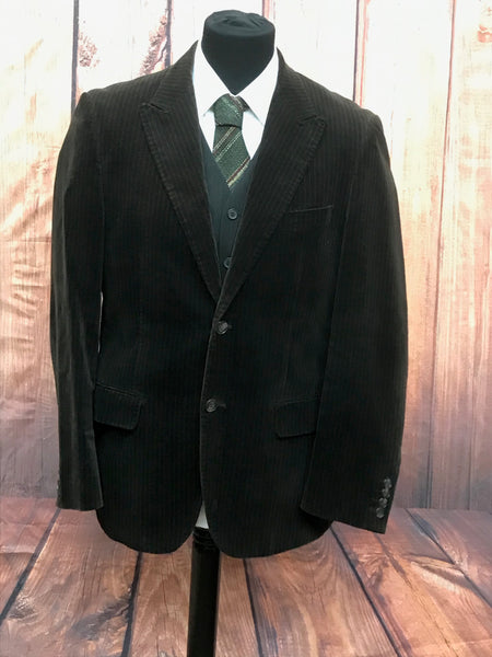 Vorderansicht braunes gestreiftes Cord Vintage Sakko Herren Größe 52
