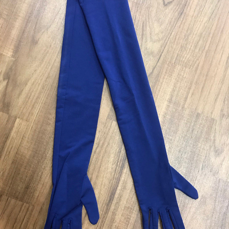 Vintage Damenhandschuhe blau, 20er Jahre Stil, 55 cm, Gr. M, Stretch.