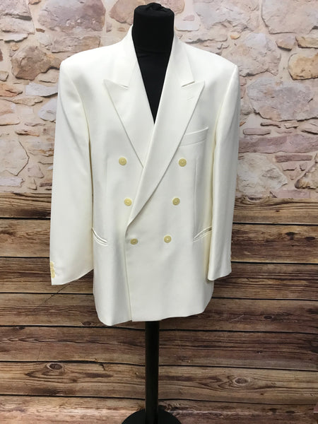 „Vintage Dinner Jacket Herren elfenbein Doppelreiher Masterhand Frontansicht“