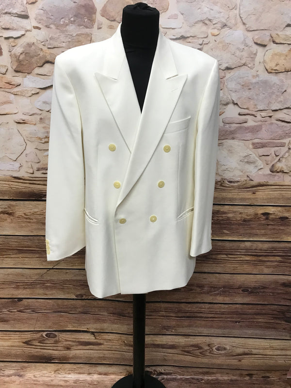 „Vintage Dinner Jacket Herren elfenbein Doppelreiher Masterhand Frontansicht“