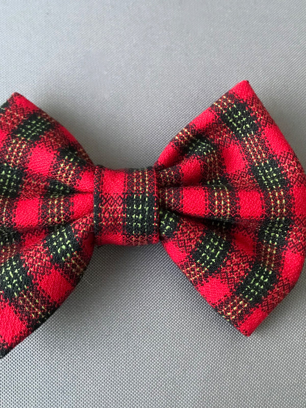 Vintage Fliege rot-schwarz-grün kariert, handgemacht, Einheitsgröße
