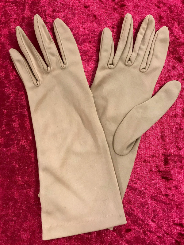 Vintage Handschuhe in Hellbraun, Größe M, Nylon, sehr guter Zustand.
