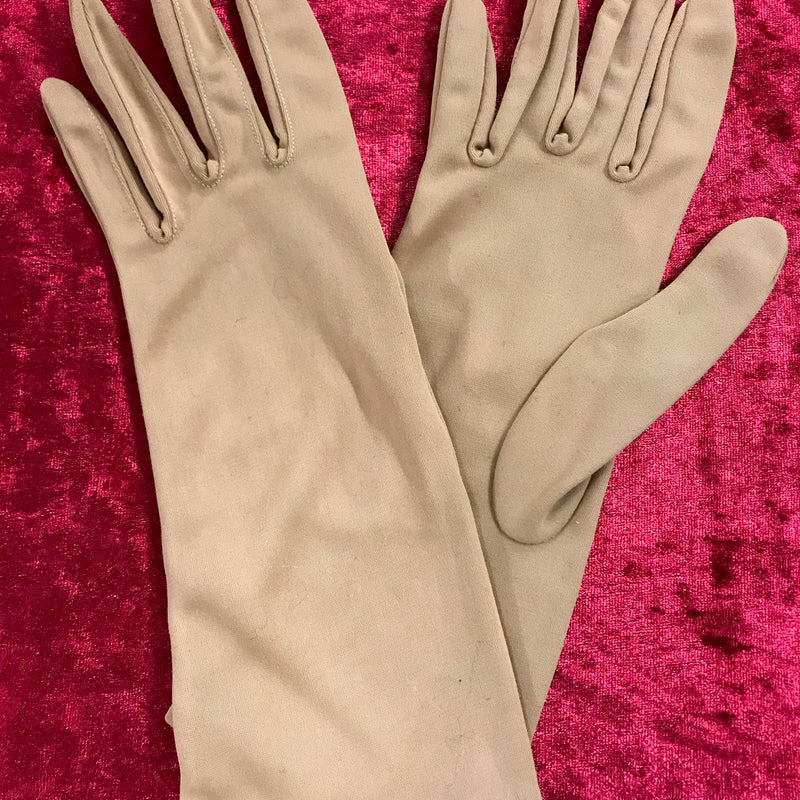 Vintage Handschuhe in Hellbraun, Größe M, Nylon, sehr guter Zustand.