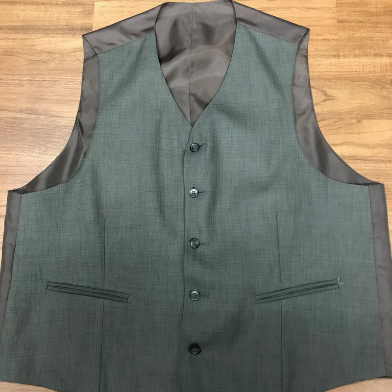 Braun-melierte Vintage-Weste für Herren, Größe 52, mit Rückenschnalle und Leistentaschen, klassische Passform