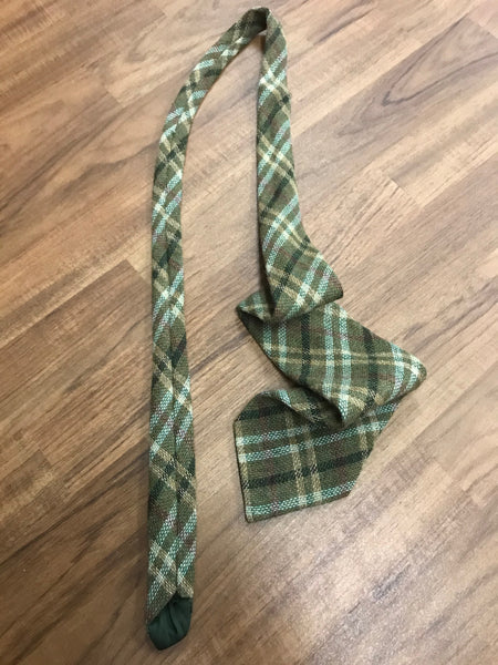 Vintage Krawatte grün-braun kariert, Club Cravatti Crefeld, 70er/80er, top Zustand.