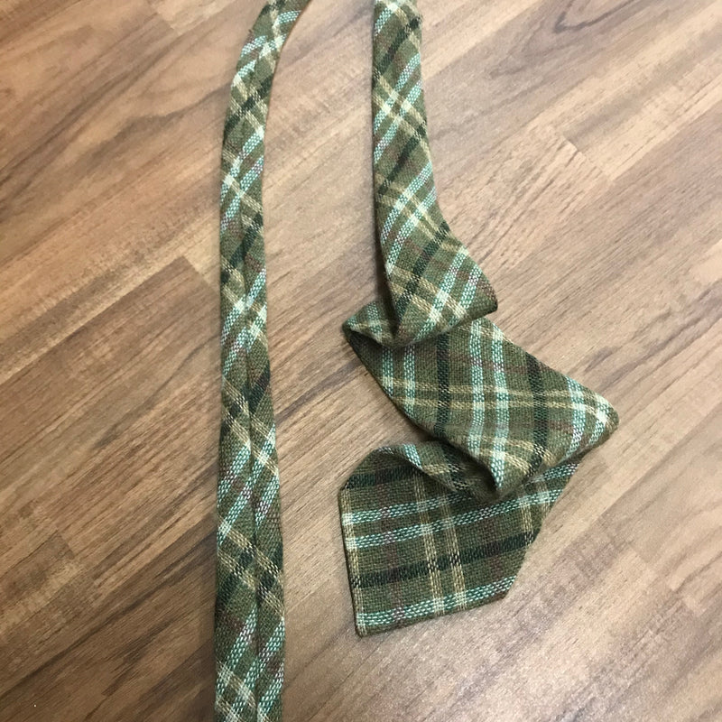 Vintage Krawatte grün-braun kariert, Club Cravatti Crefeld, 70er/80er, top Zustand.