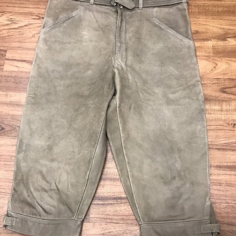 „Beige Vintage Lederhose Herren Kniebund Größe 48 Echtleder Trachtenhose“