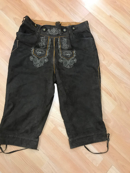 „Vintage Lederhose Herren dunkelbraun Kniebund JCC Echtleder Trachtenhose“
