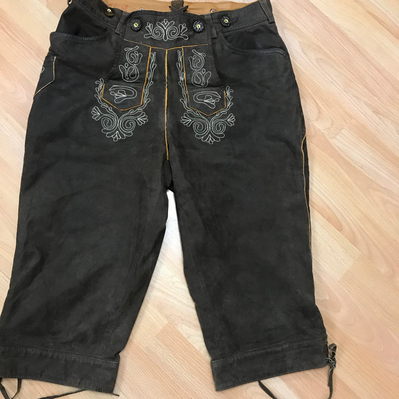„Vintage Lederhose Herren dunkelbraun Kniebund JCC Echtleder Trachtenhose“