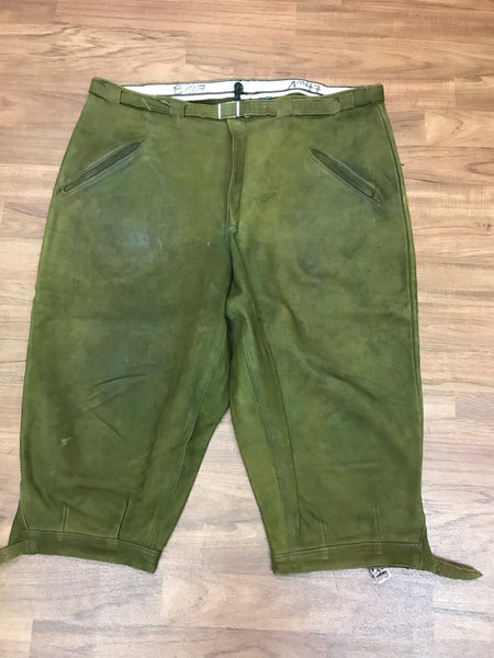 „Vintage Lederhose Herren grün Kniebund Trachtenhose Echtleder klassisch“