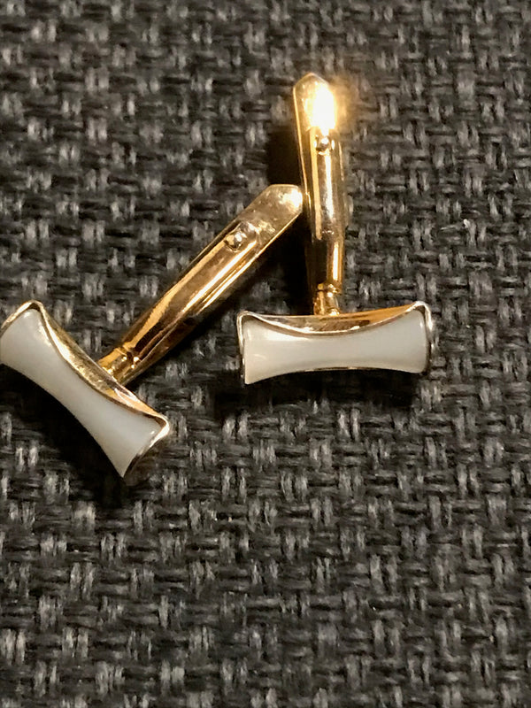 „Schmale Vintage Manschettenknöpfe in Gold mit Perlmutt“