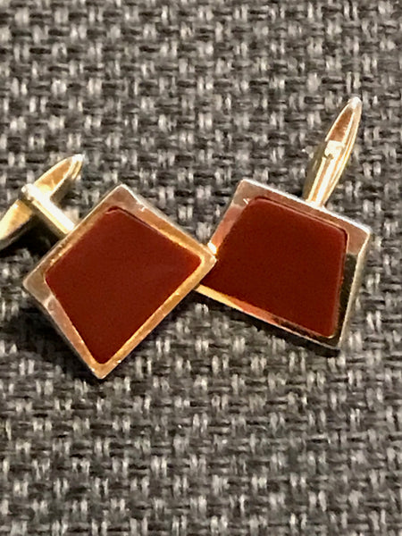 „Vintage Manschettenknöpfe in Gold mit rotem Stein“