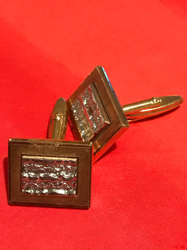 „Vintage Herren Manschettenknöpfe goldfarben geometrisch“