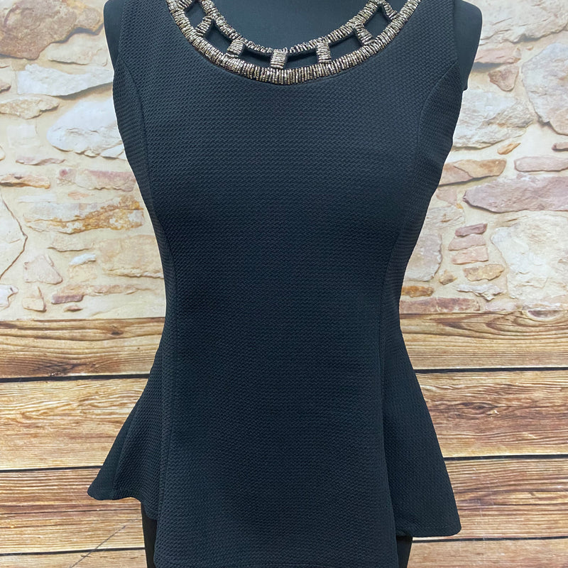 Vintage Schößchenbluse Schwarz Gr. M – 50er Jahre Stil Peplum Top elegant