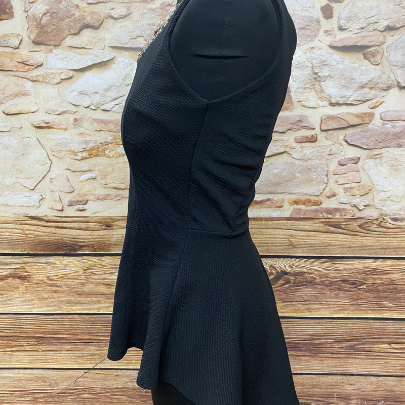 Vintage Schößchenbluse Schwarz Gr. M – 50er Jahre Stil Peplum Top elegant, Ansicht 2