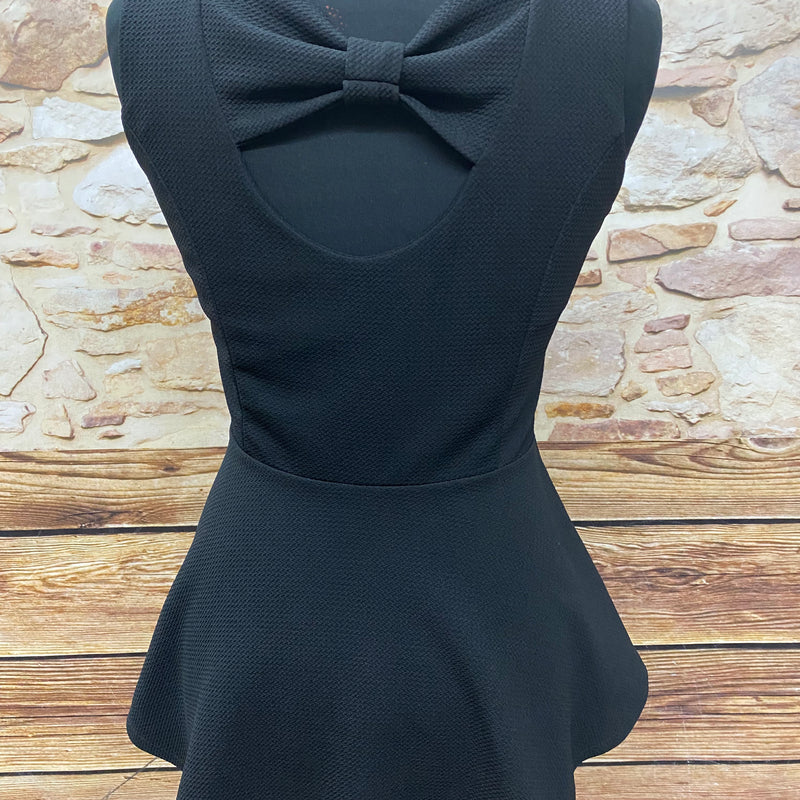 „Vintage Peplum Bluse schwarz mit Schleife hinten elegantes Damen Oberteil“