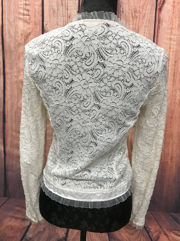 „Romantische Vintage Jacke aus Spitze cremefarben tailliert Damen“
