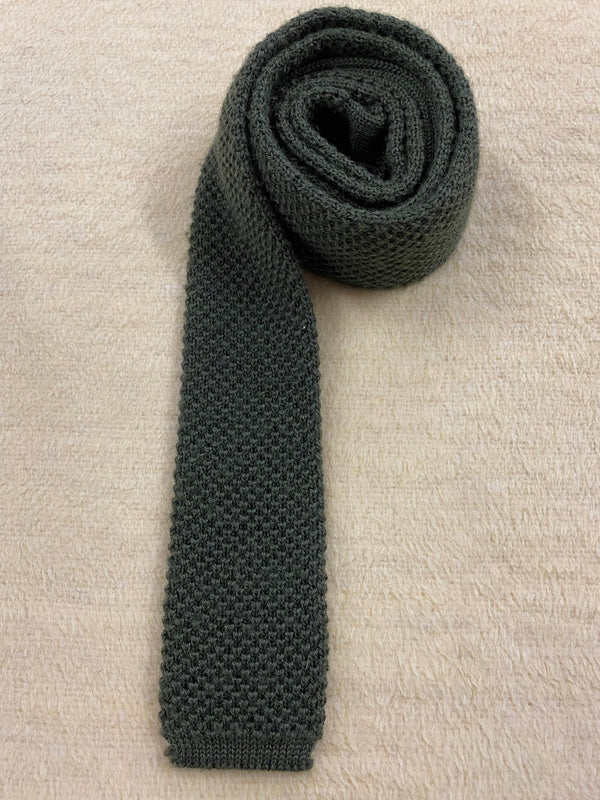 Vintage Strickkrawatte Herren grün aus Wolle Made in Italia