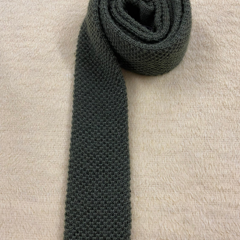 Vintage Strickkrawatte Herren grün aus Wolle Made in Italia