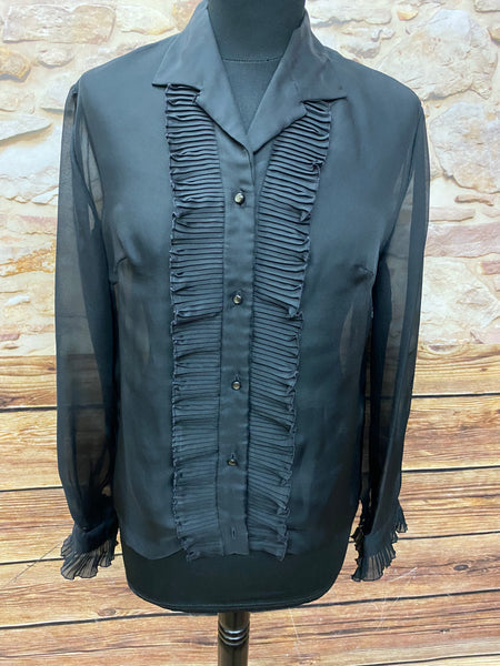 Vintage Bluse Gr.38, schwarz durchsichtig
