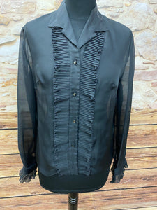 Vintage Bluse Gr.38, schwarz durchsichtig