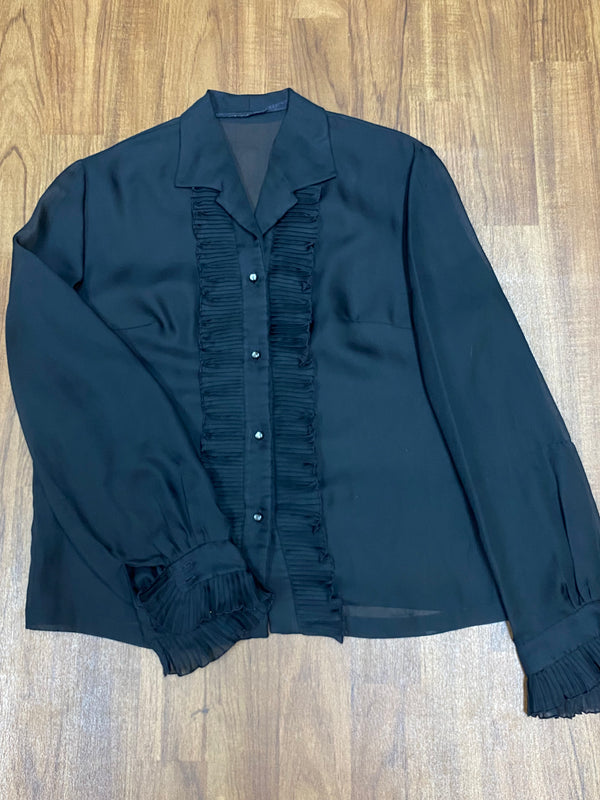 Vintage Bluse Gr.38, schwarz durchsichtig