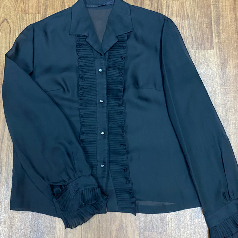 Vintage Bluse Gr.38, schwarz durchsichtig