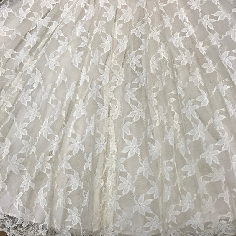Original 50er/60er-Jahre Petticoat-Brautkleid aus Spitze – Gr. 34